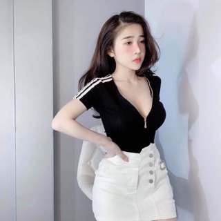 Áo xẻ ngực dây kéo uuu