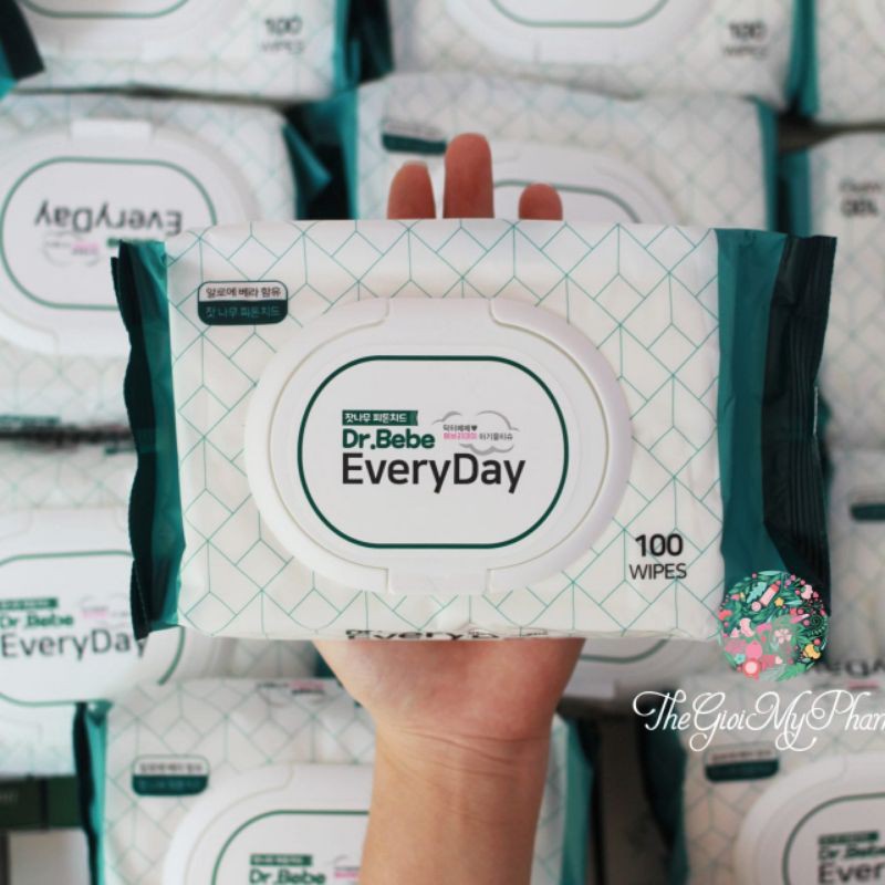 TÚI 100 MIẾNG — Khăn Tẩy Trang Làm Sạch Da DR.BEBE EVERYDAY Hàn Quốc - Phù Hợp Mọi Loại Da