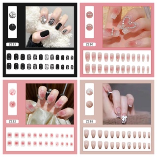 Bộ 24 móng tay giả đính đá kèm keo hàng đẹp
