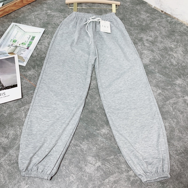 Quần Jogger Nữ MEESTORE - Thun Trơn Bo Ống Dáng Rộng Cạp Chun Unisex dáng Ullzang