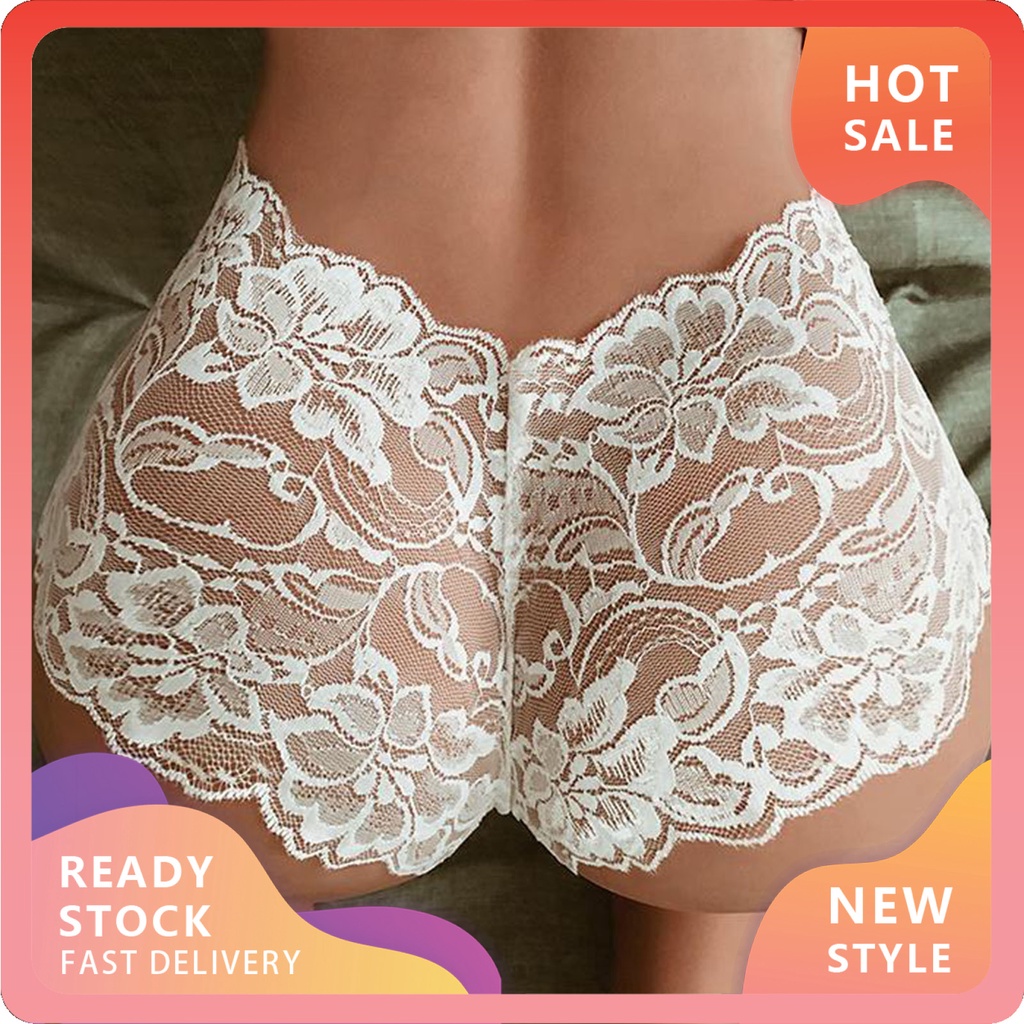 Quần Lót Ren Xuyên Thấu Plus Size Lưng Thấp Thêu Họa Tiết Gợi Cảm Cho Nữ