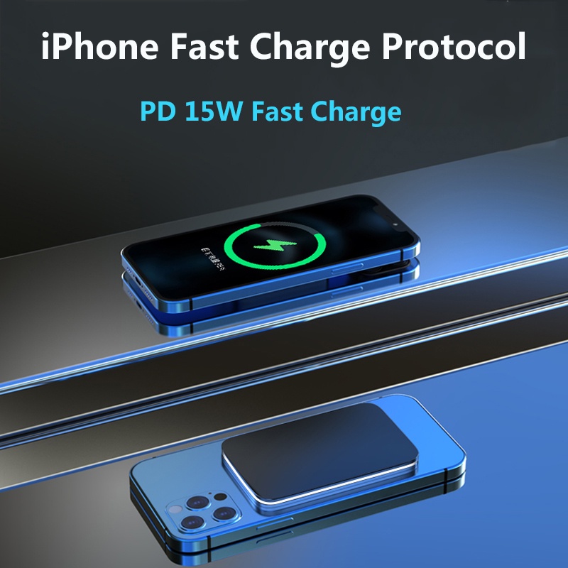 Pin sạc dự phòng không dây 10000mAh 15W bằng hợp kim nhôm thích hợp cho iPhone 13 12 Pro Max
