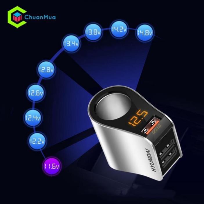 Tẩu Sạc Nhanh ô tô  - Tẩu chia sạc chính hãng Hyundai HY-10 dùng được cho mọi loại xe