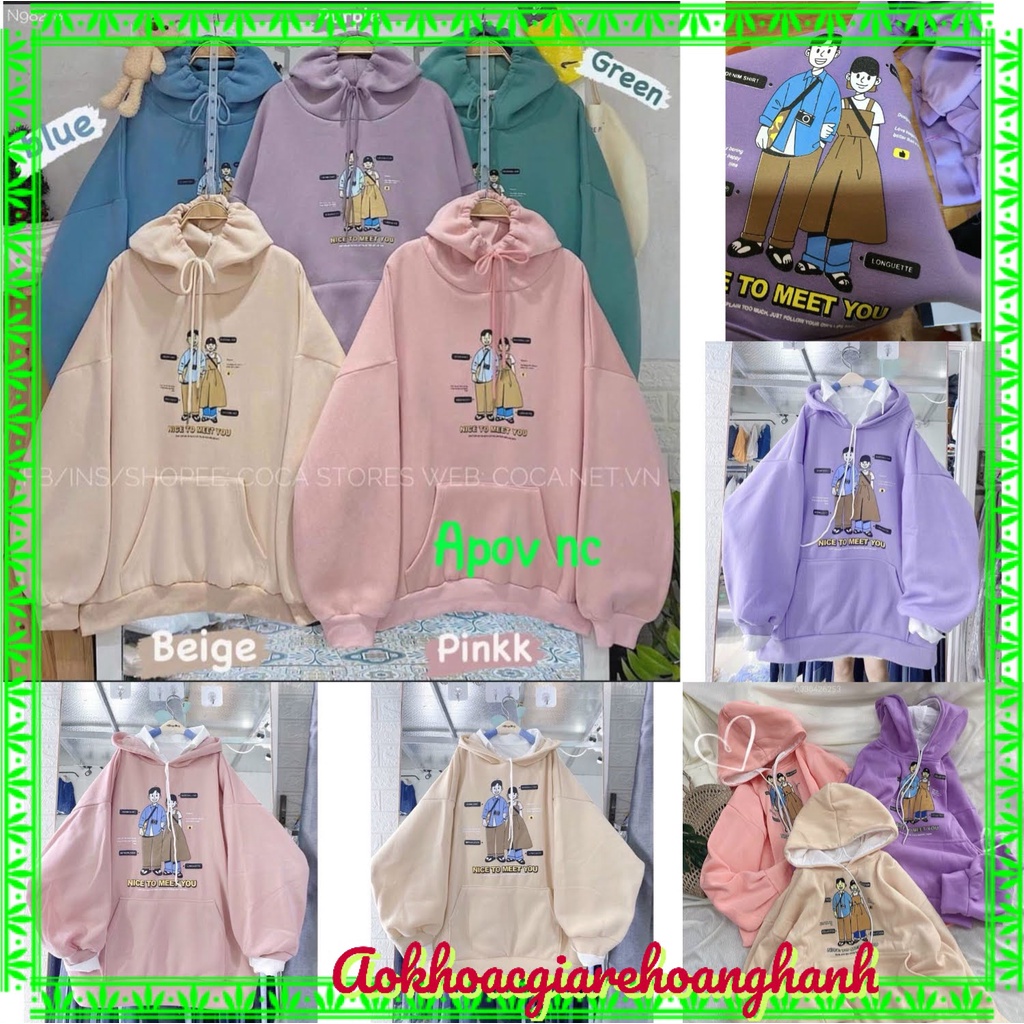 Áo khoác nam nữ nỉ ngoại hoodie tay cánh dơi couple Nice to meet u
