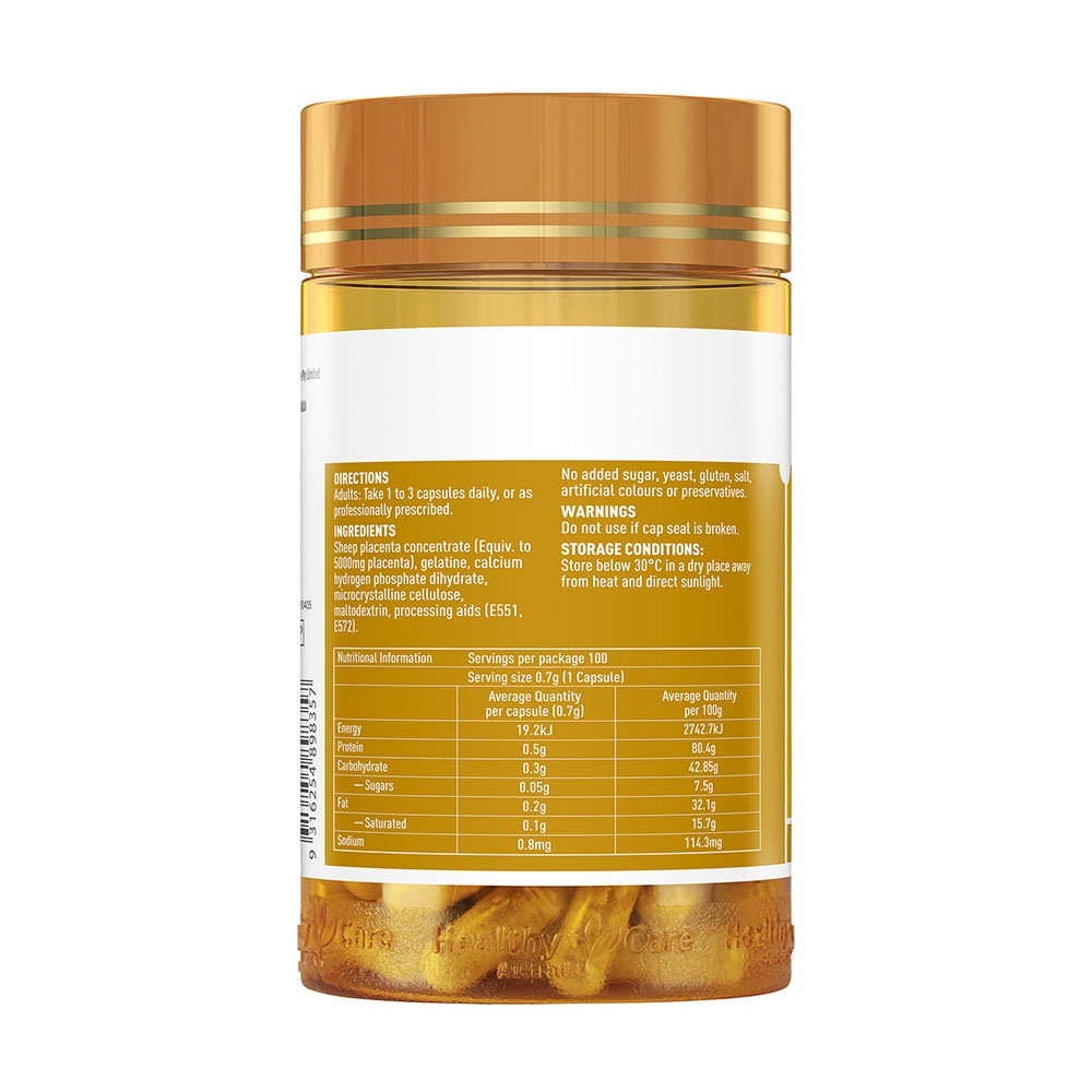 Viên uống nhau thai cừu Healthy Care Sheep Placenta 5000mg 100 viên của Úc