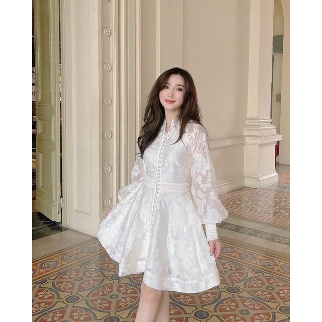 Đầm dạ tiệc tay phồng nút bọc - Macelyn - RED BEAN