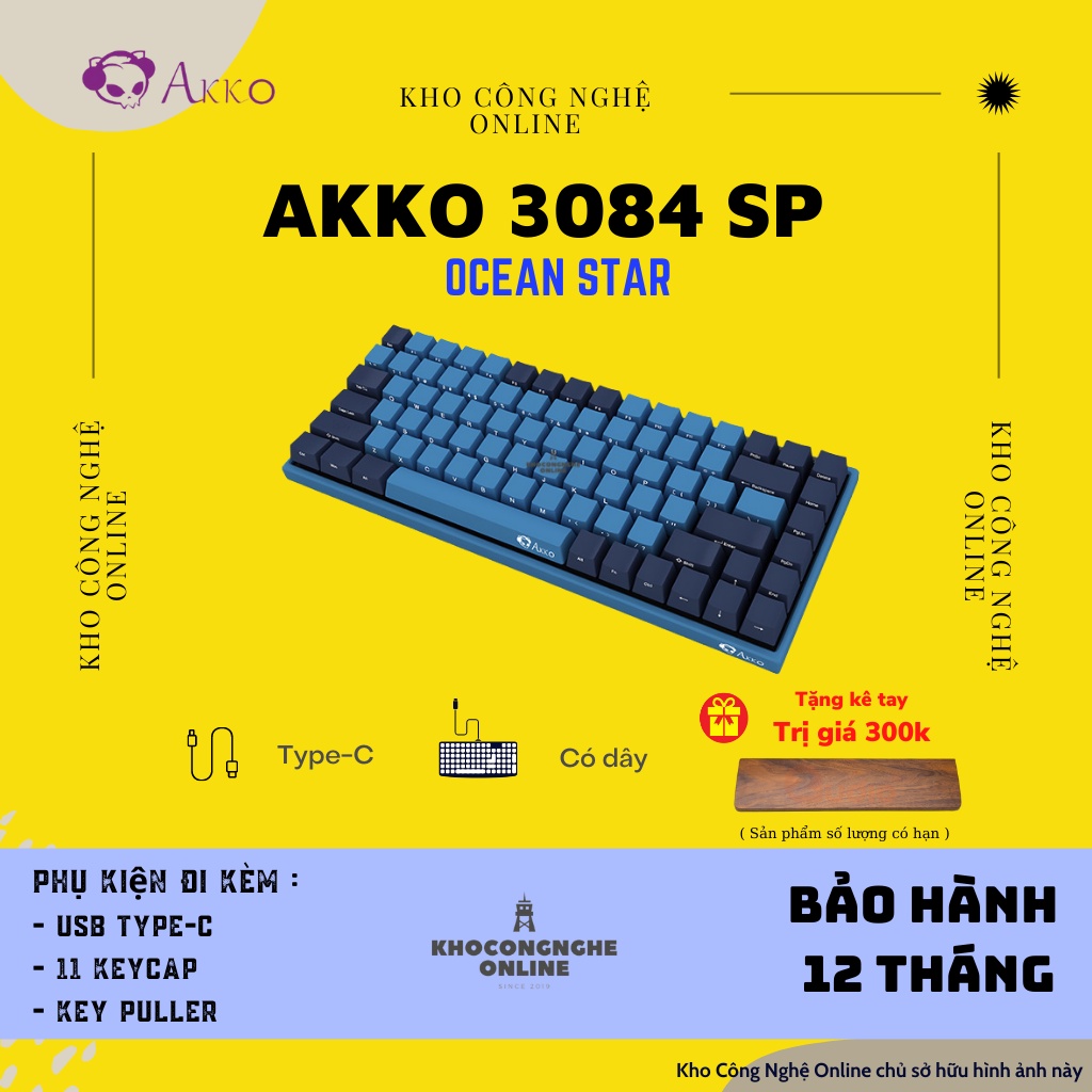 [Mã 33ELSALE hoàn 7% đơn 300K] Bàn phím cơ AKKO 3084 SP Ocean Star (Cherry switch)