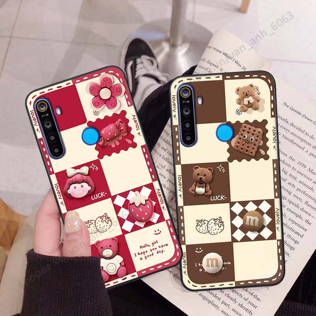 Ốp lưng Realme 5 / 5 Pro / C3 hình gấu, kẹo dễ thương cute