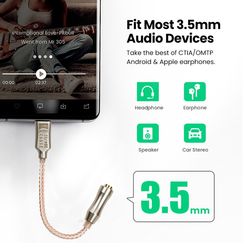 Cáp Chuyển Đổi Type C Sang 3.5mm ALC5686 HIFI Chuyên Dụng Chất Lượng Cao