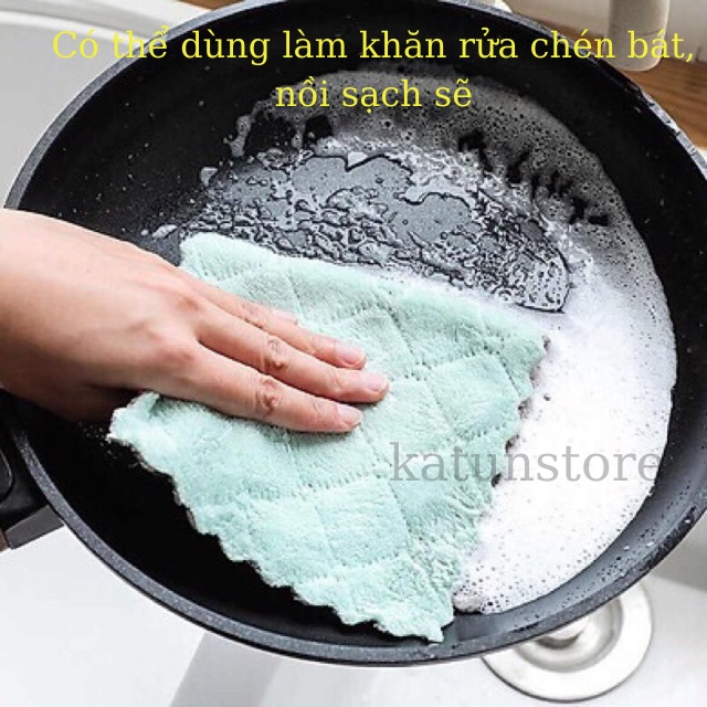 KT 25*16cm Khăn Lau Bếp Đa Năng 2 Mặt Siêu Thấm (Lau Bếp, Bát Đĩa, Bàn Ghế...) Kháng Khuẩn Thấm Hút Tốt