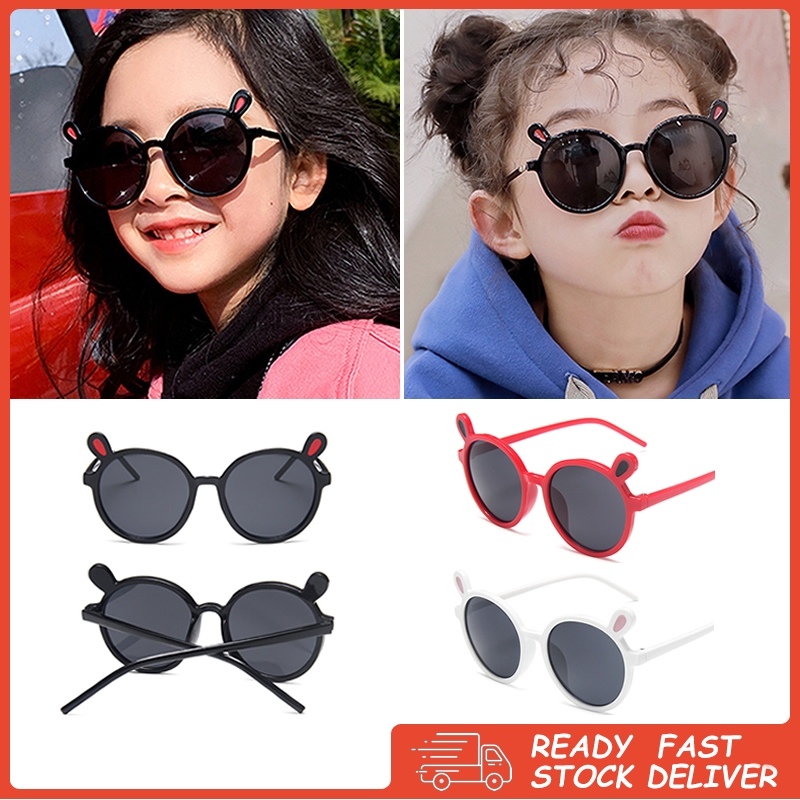 Sunglasses For Kids 2020 new Korean Version Of Cute Bear Ear Round Glasses PC Frame Kids Glasses