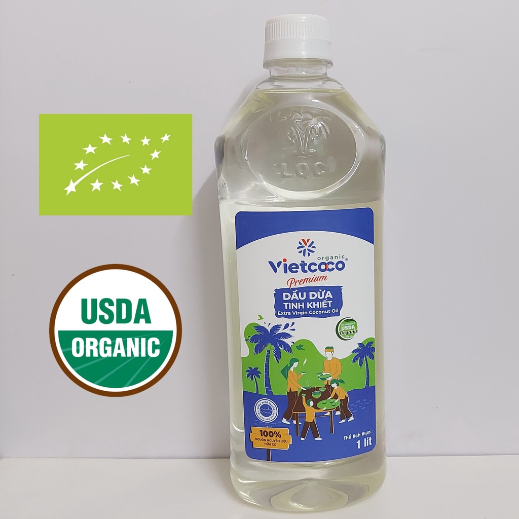 Dầu Dừa Organic 100% Nguyên Chất Ép Lạnh Vietcoco Dưỡng Da Và Tóc