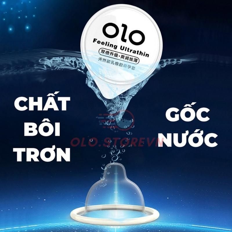 Bao cao su OLO đen chính hãng, siêu mỏng 0.01mm, hương vani với  benzocain 5% kéo dài thời gian hộp 10 chiếc