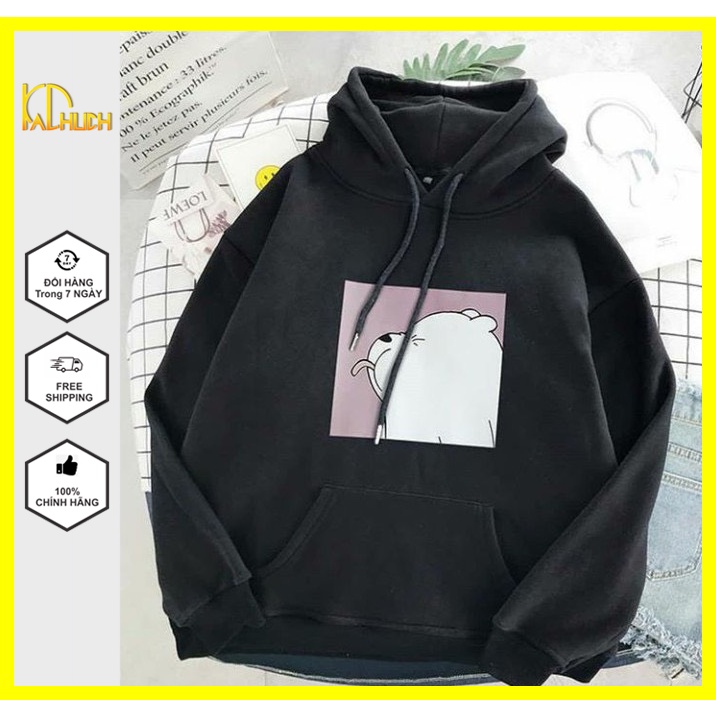 Áo hoodie nam nữ in hình gấu le lưỡi,vải nỉ mềm mịn nón 2 lớp