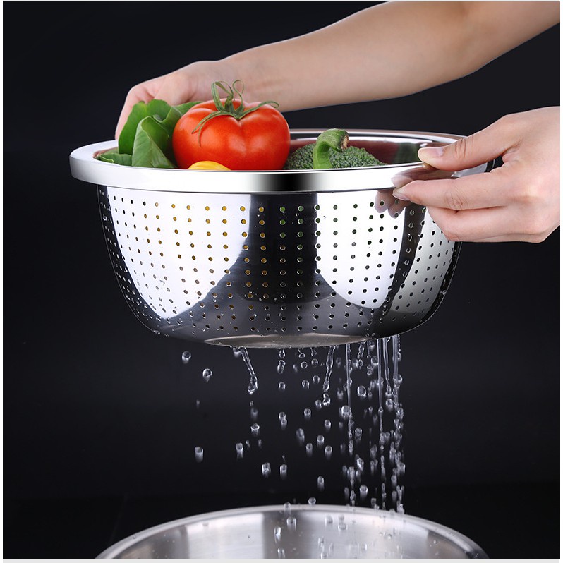 Thau Lỗ Inox Đẹp Sáng Bóng Sang Trọng - 26cm