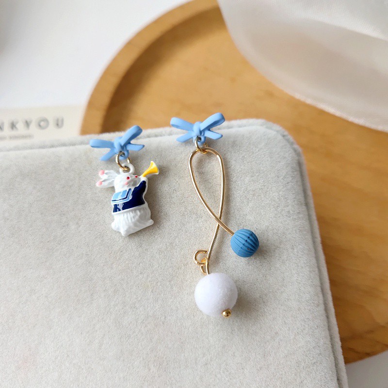 Khuyên tai bạc 925 đính nơ hình thỏ xinh xắn thời trang cho nữ