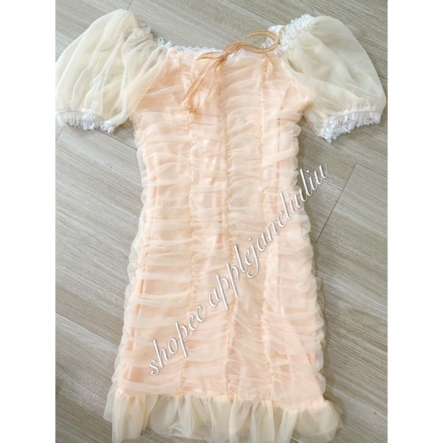 sẵn JANE'S Đầm voan lưới xếp nhún cổ tích viền bèo nhỏ ôm body tôn dáng HÀNG QUẢNG CHÂU chất đẹp J0040 kèm ảnh khách | BigBuy360 - bigbuy360.vn