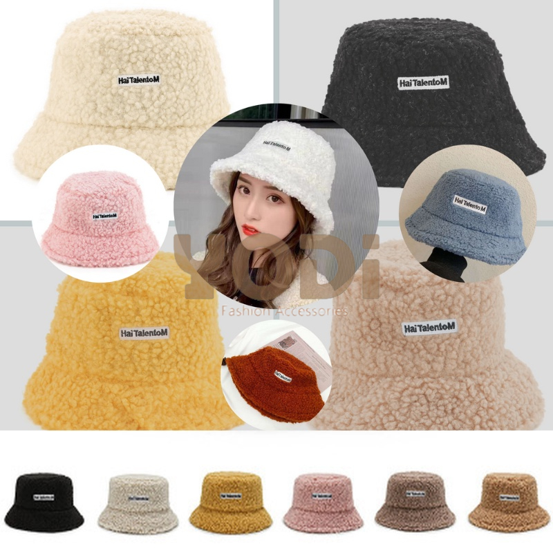 Nón bucket lông cừu - Mũ tai bèo Ulzzang phong cách thời trang Hàn Quốc sang trọng dễ thương