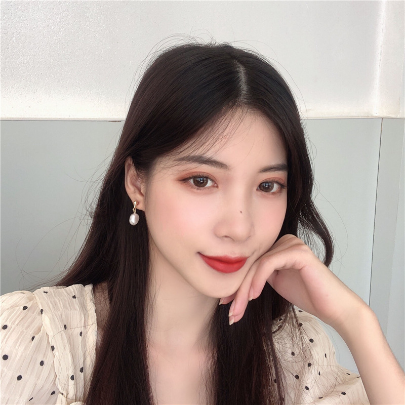 Bông tai kim bạc S925 phối ngọc trai đơn giản thanh lịch cho nữ