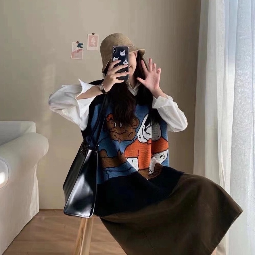  Áo Len Tay Dài Cổ Chữ V Dáng Rộng Phong Cách Retro Cho Nữ | BigBuy360 - bigbuy360.vn