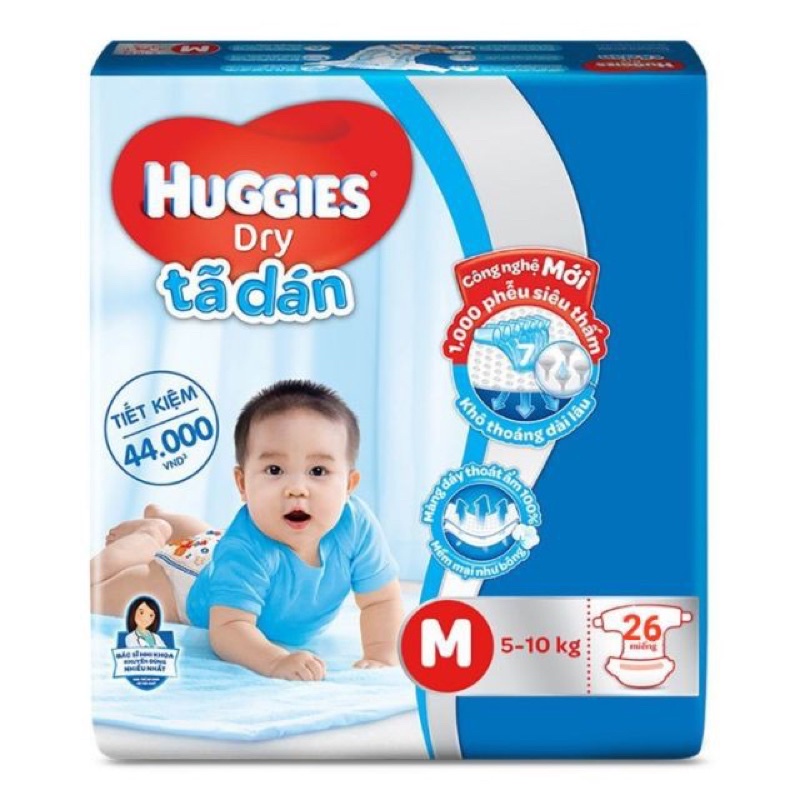 Tã dán Huggies size M 6-11kg 26 miếng, 48 miếng, 76 miếng