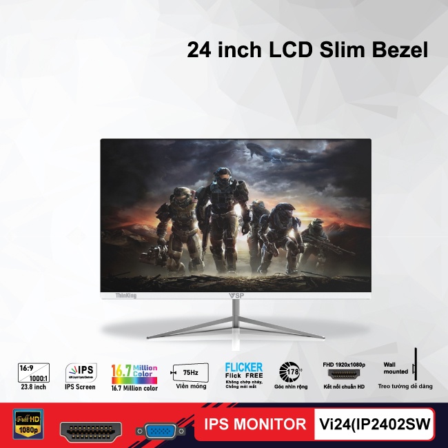 Màn hình LCD ThinKing 24inch tràn viền Vi24(Đen/Trắng)