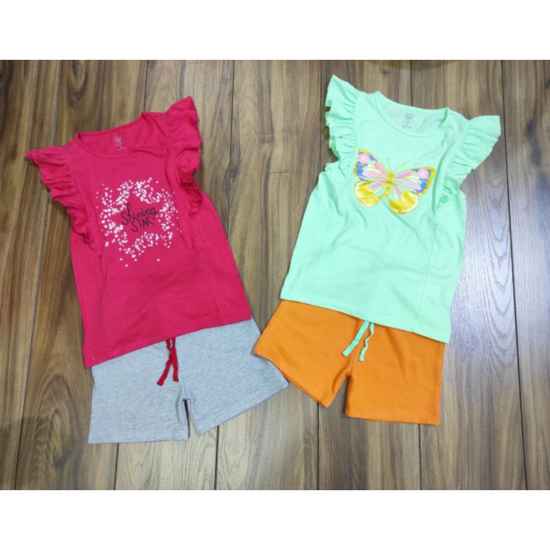 Bộ cho bé gái thun cotton xuất khẩu size đại
