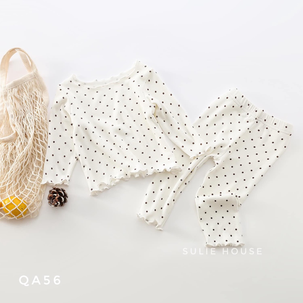 Bộ quần áo rời len tăm mỏng chấm bi - QA56