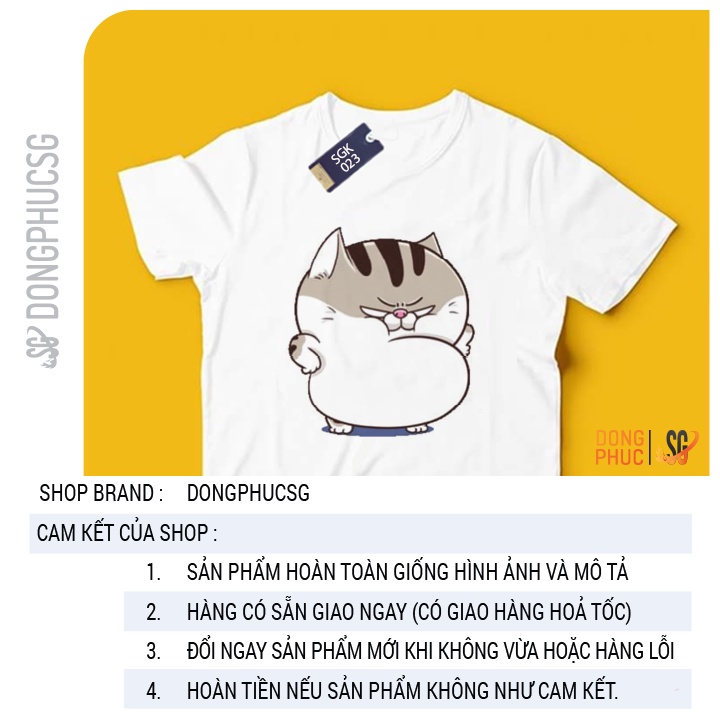 Áo thun mèo Ami bụng bự dễ thương phông unisex nam nữ chất cotton mềm mịn màu trắng SGK023T | SG