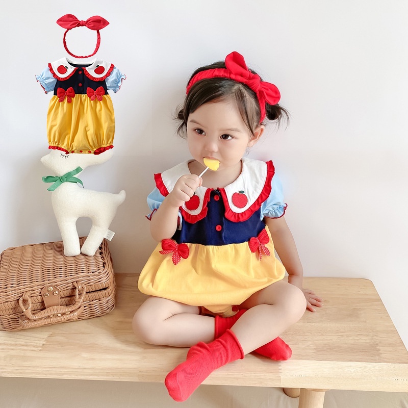 Bộ Áo Liền Quần Tay Ngắn Kiểu Công Chúa Dễ Thương Cho Bé Gái