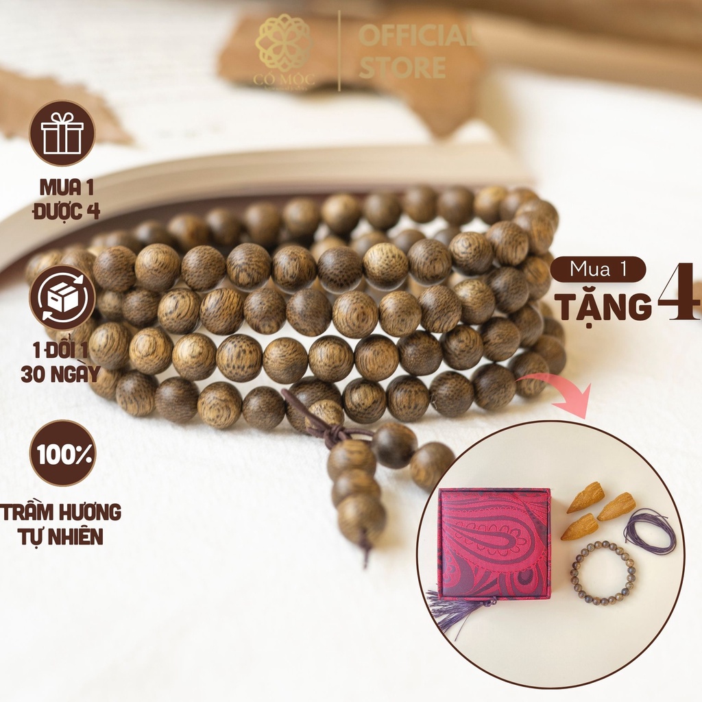 Vòng Tay Trầm Hương 108 Hạt Dây Chuỗi Trầm Hương 108 Hạt Gỗ Trầm Tốc Tự Nhiên 6/7/8ly Nam Nữ Giá Rẻ