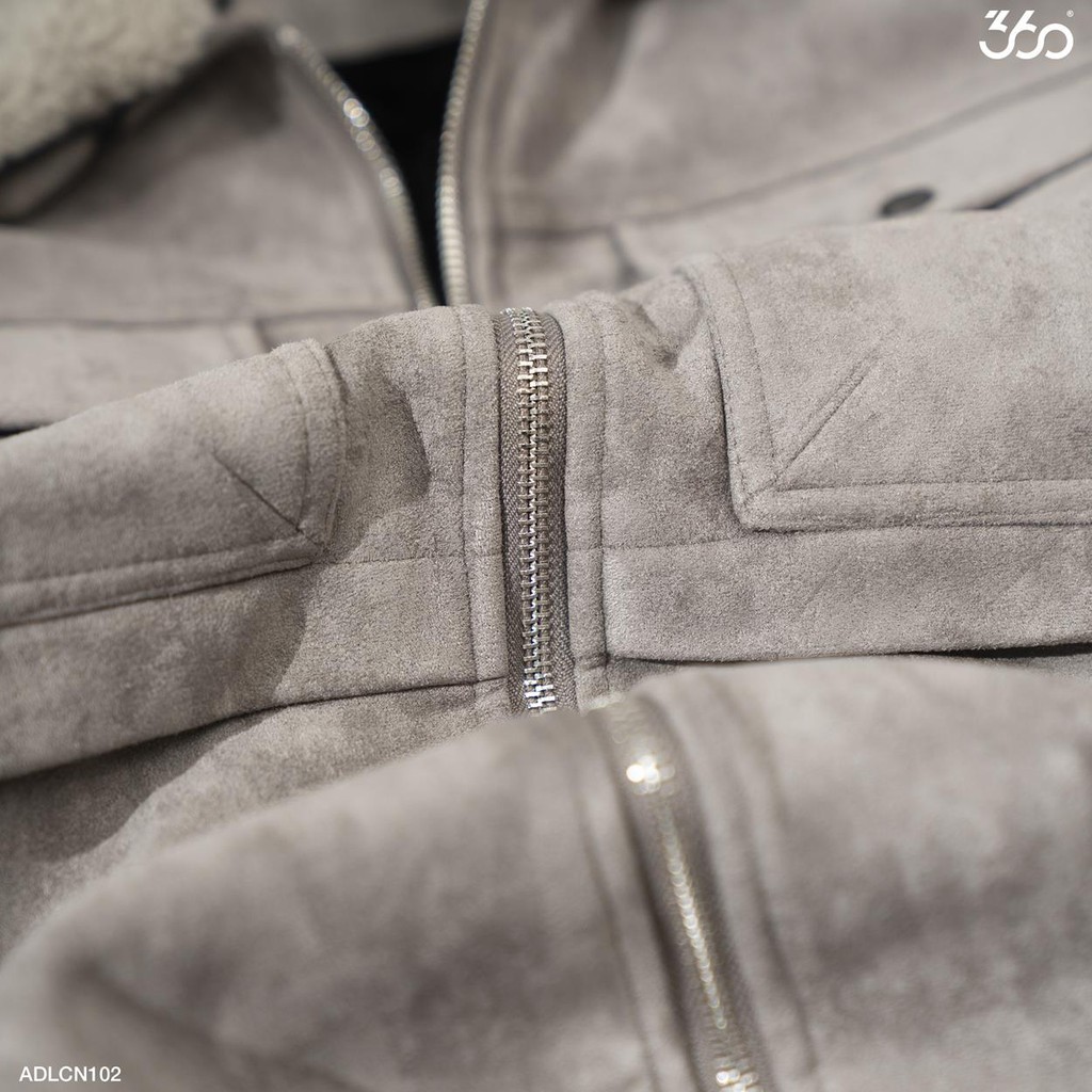 [Mã FAMALLT5 giảm 15% đơn 150K] Áo da lộn cao cấp thương hiệu 360 Boutique cổ lông tháo lắp dễ dàng - ADLCN102 | BigBuy360 - bigbuy360.vn