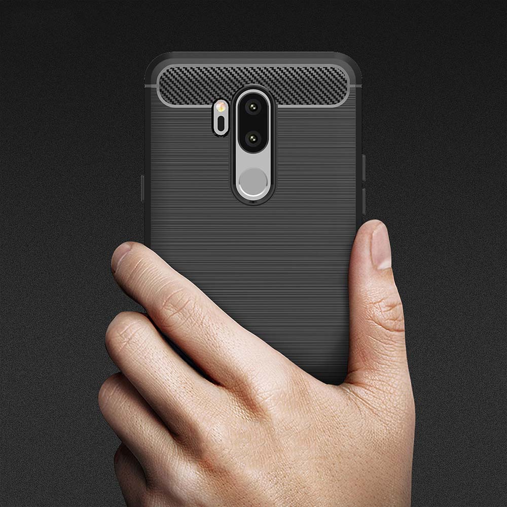 LG G7 G8 ThinQ G6 Q6 Q7 Plus V30s V40 V50 ThinQ Luxury Soft TPU Silicone Carbon Fiber Matte Shockproof Bumper Case Cover