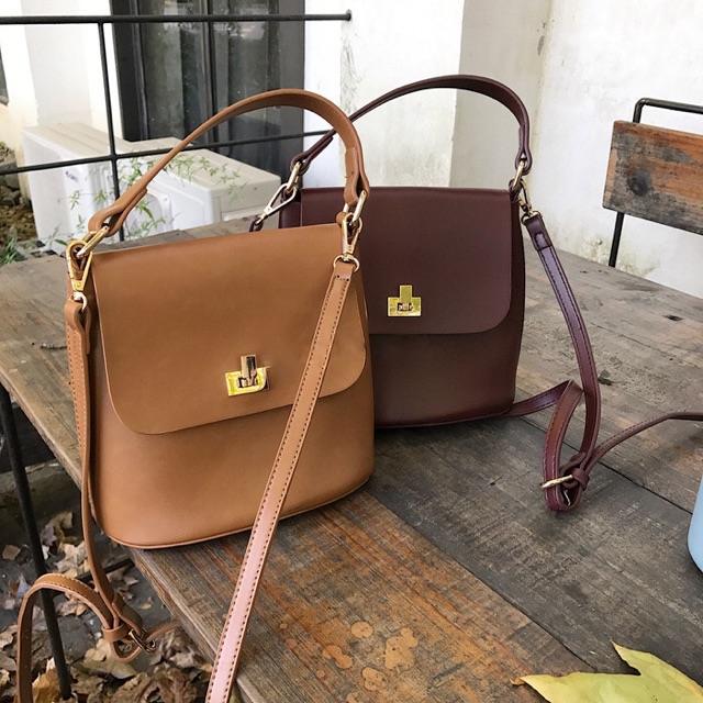 TÚI XÁCH ĐEO CHÉO SINH VIÊN HÀN QUỐC SIÊU XINH NÂU CÀ PHÊ