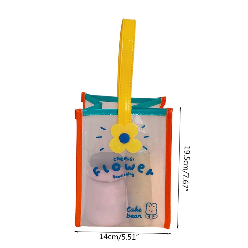 Túi Jelly Trong Suốt In Họa Tiết Hoa / Chữ Nhiều Màu Chống Thấm Nước Có Tay Cầm Tiện Dụng Cho Nữ