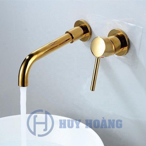 Vòi Rửa Mặt, Vòi Lavabo Nóng Lạnh  Âm Tường Đồng Mạ CromCao Cấp Hàn Quốc Daewon VA0202#G (Kèm Xi Phông Mạ Vàng)