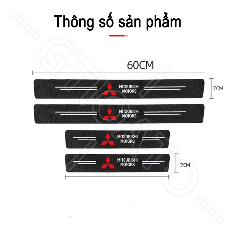 GTIOATO 4 Chiếc Sợi Carbon Dán Xe Dán Cửa ô Tô DáN ChốNg XưỚC Ô Tô Bảo Vệ Bậc Cửa Xe Hơi Phụ KiệN Xe HơI Cho Mitsubishi Xpander Attrage Outlander Mirage Triton Pajero Xpander Cross
