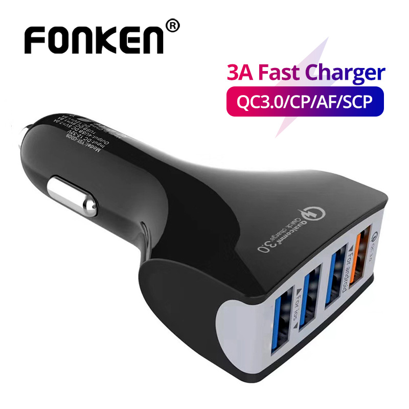 Tẩu Sạc Fonken QC 3.0 Sạc Nhanh 4 Cổng Chuyển Đổi USB Trên Xe Hơi