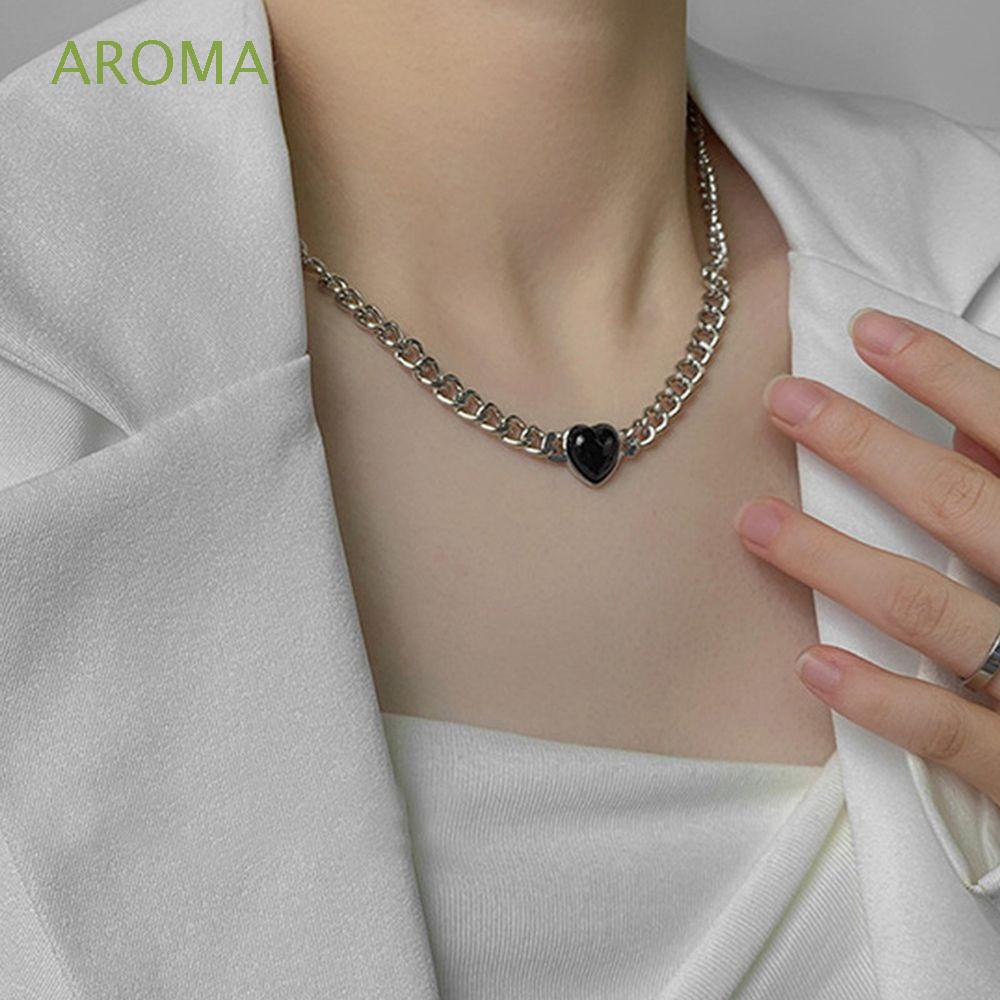 Vòng cổ mặt hình trái tim bằng hợp kim phong cách hip hop thời trang Hàn Quốc cho nữ