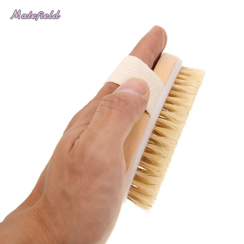 Bàn Chải Tắm Mát Xa Cơ Thể Bằng Gỗ Lông Mềm Tự Nhiên