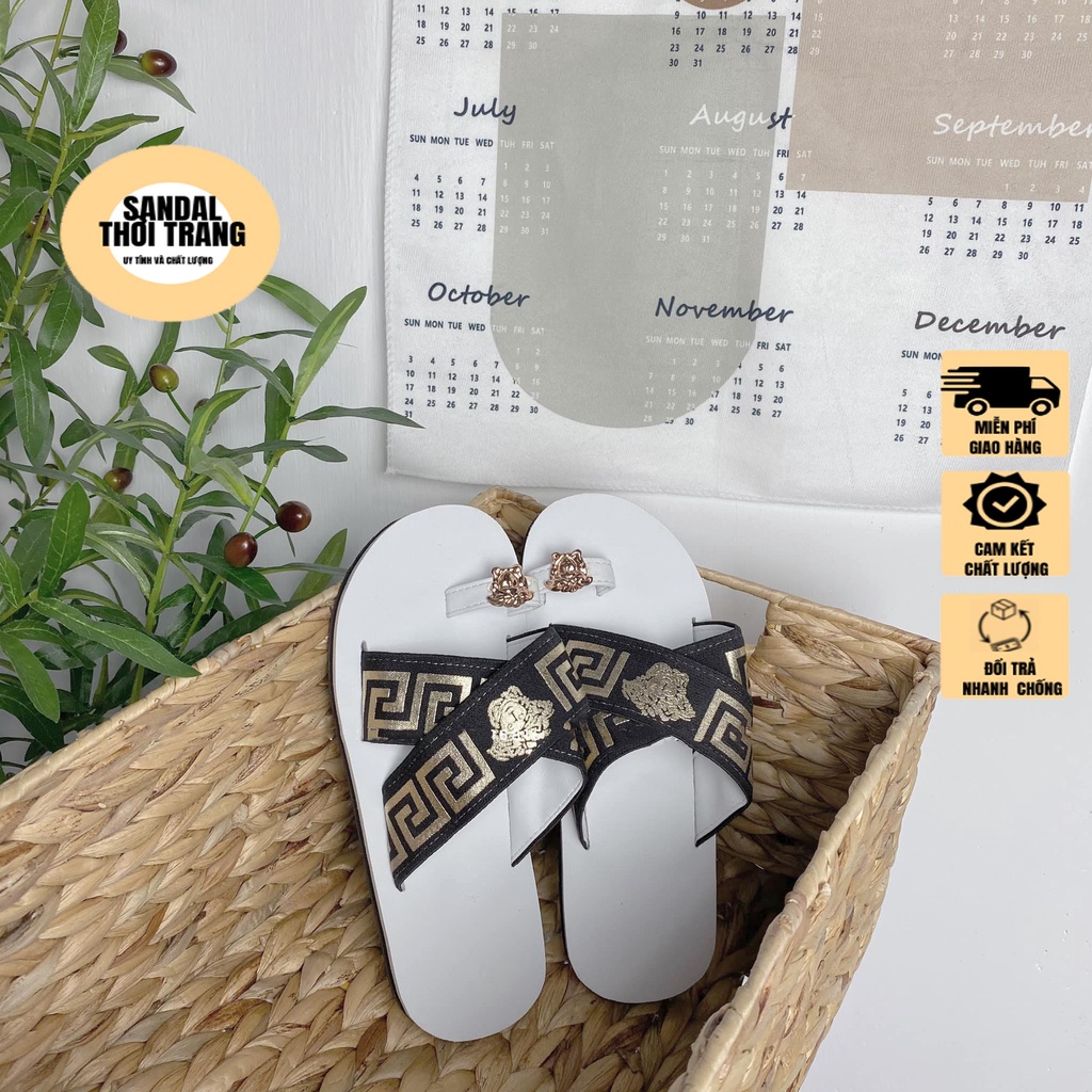 Dép sandal nữ xỏ ngón quai chéo thun cọp full size 30-44 nam nữ SANDALTHOITRANG