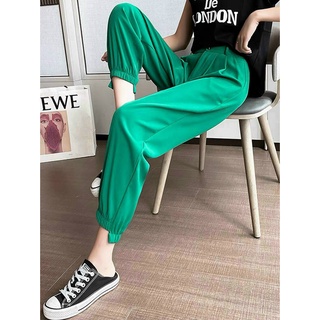  Quần Baggy Nữ Gấu Lệch Bo Chun Chân Quần Jogger Nữ Minxinh Chất Chéo Hàn Nhiều Màu 