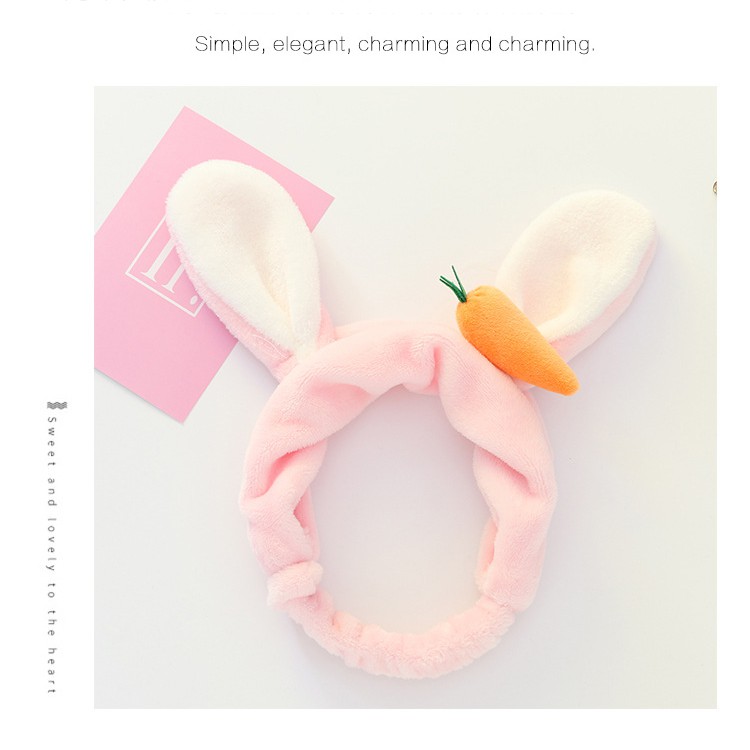 Băng đô Vải nhung TAI THỎ 3D phiên bản mới - đính củ cà rốt đáng yêu