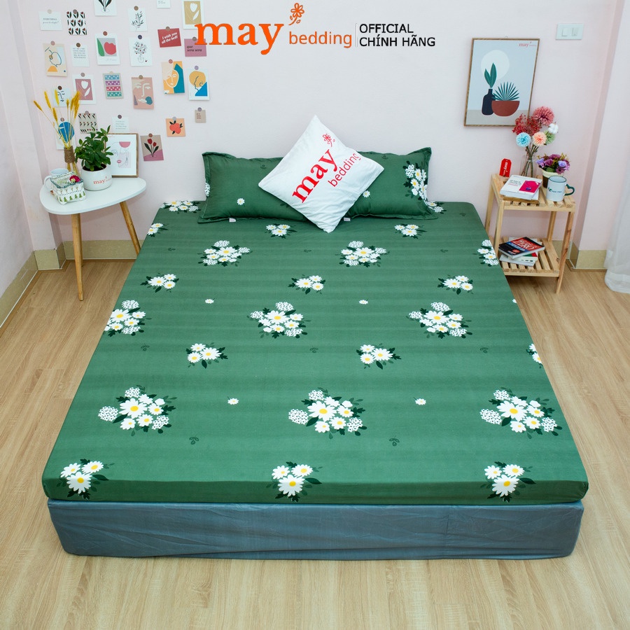 Ga trải giường poly cotton May Bedding kèm 2 vỏ gối nằm m6x2m hoặc m8x2m