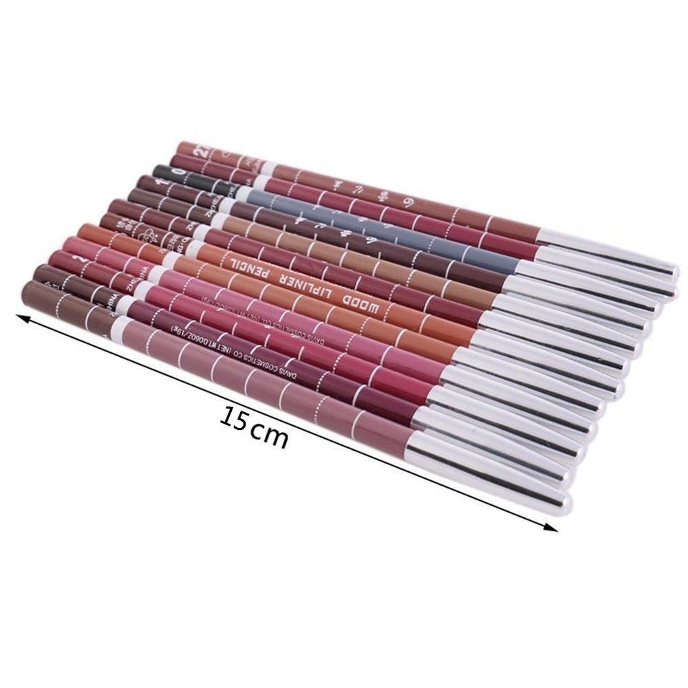OCEANMAP Set 12 Chì Kẻ Viền Môi 15CM Nhiều Màu Sắc Thời Trang