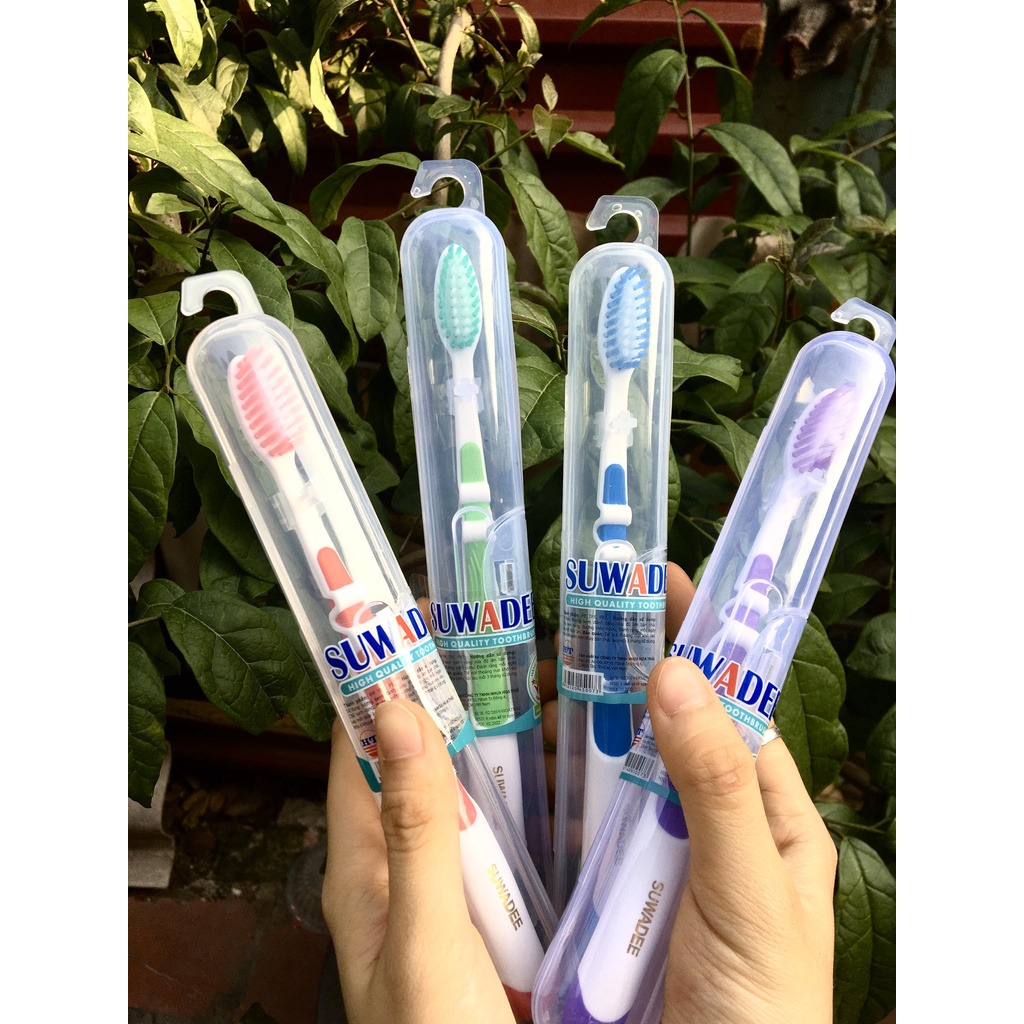 Bàn chải đánh răng Thái Lan Sunree lông mềm mại có hộp đựng tiện lợi
