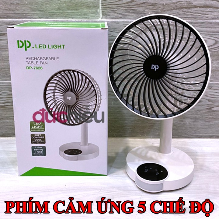 [ Hàng bao đẹp - thay được pin ] Quạt sạc tích điện loại to 5 chế độ có đèn LED | WebRaoVat - webraovat.net.vn