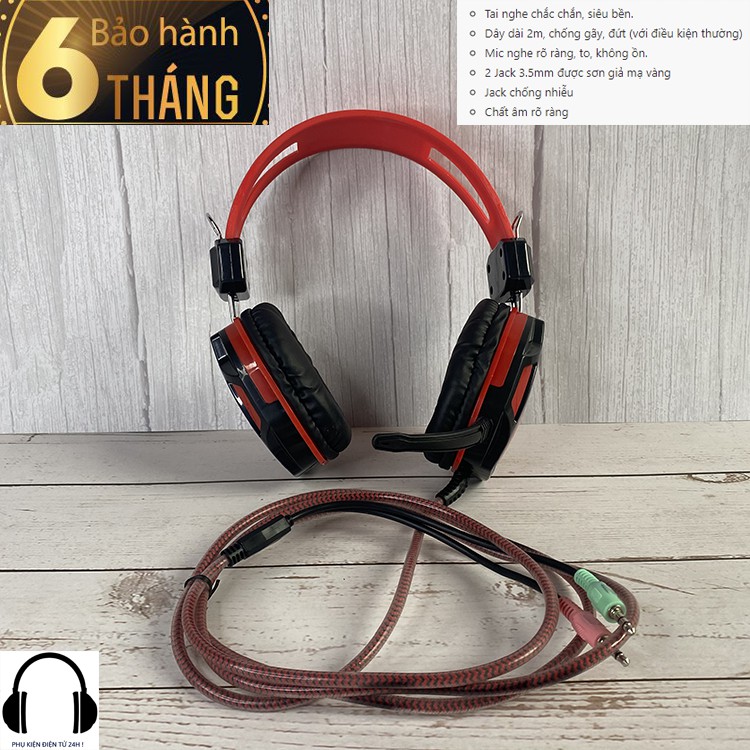 Tai nghe chụp tai máy tính laptop có mic có dây gaming LUVIBA A6