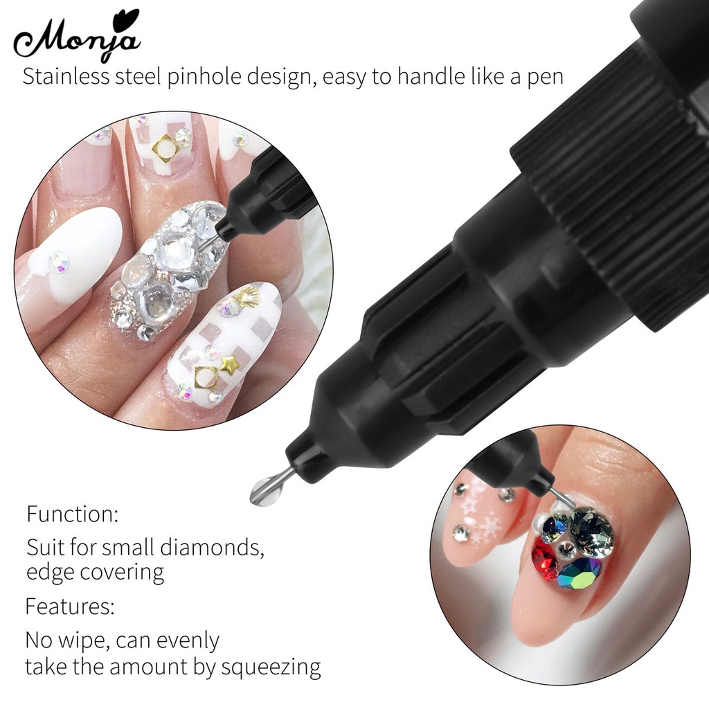 Keo dán đá trang trí móng tay MONJA trong suốt 5/ 8/ 20ml chuyên dụng