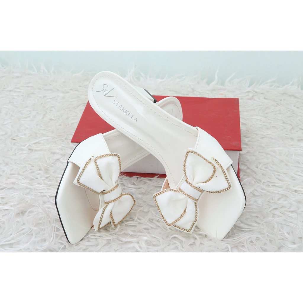 Dép Lê Cao Gót 7 Phân Mũi Vuông Cho Nữ TNT STORE Dép Cao Gót Quai Nơ Mũi Vuông Siêu Xinh TNT05